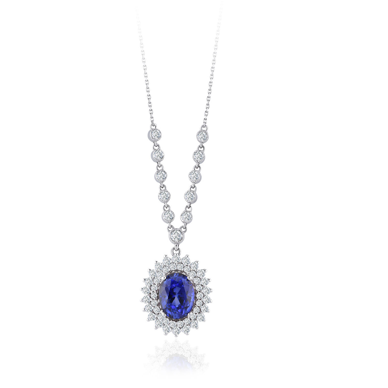3.68 Karat Pırlanta Safir Kolye